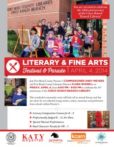 April 4 6 - 9 p.m. Cinco Ranch Branch Library