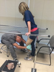 After getting the prosthetic leg she affectionately refers to as “Felicia,” Gregory began training for the 2015 Boston Marathon